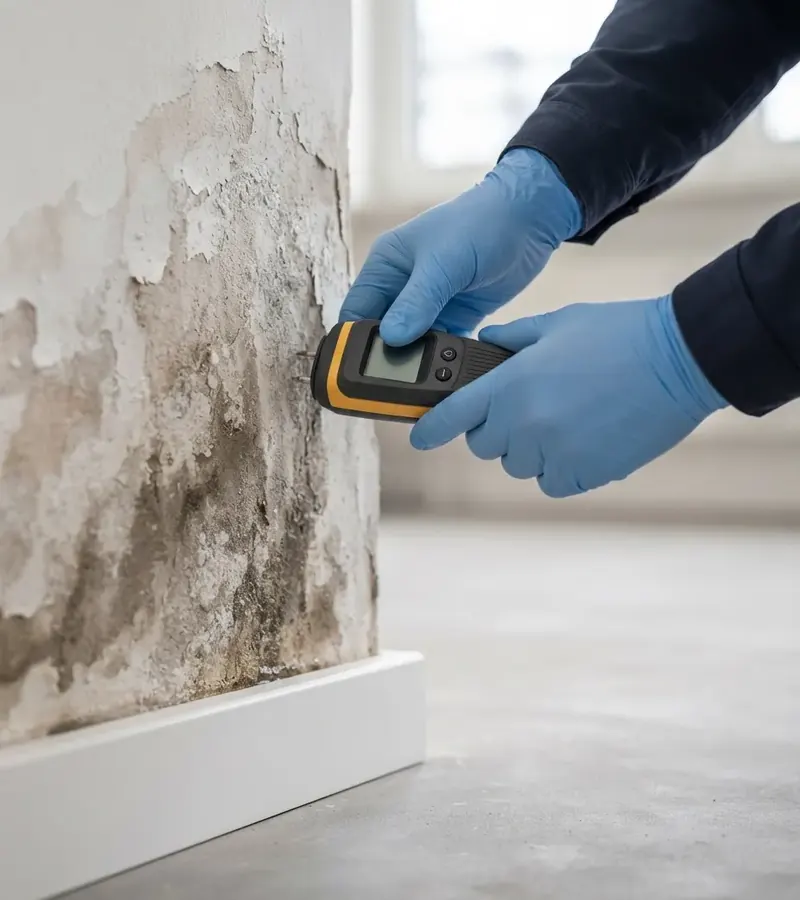 Muro con umidità di risalita e distacco dell'intonaco a Trieste